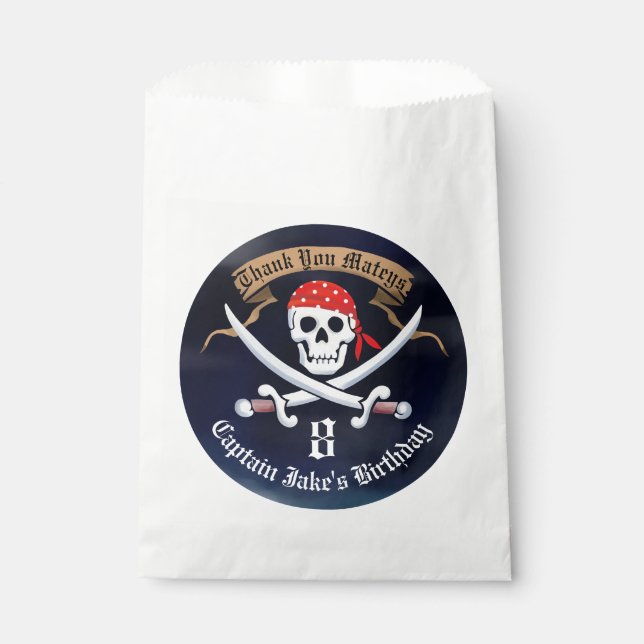 Sachets En Papier Jolly roger Pirate fête d'anniversaire (Devant)