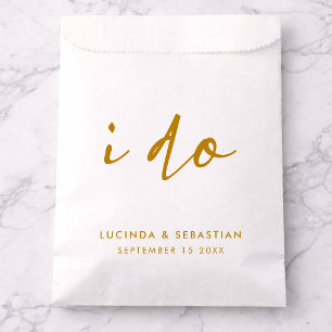 Sachets En Papier Jour de mariage Élégant Minimaliste Simple Or et B
