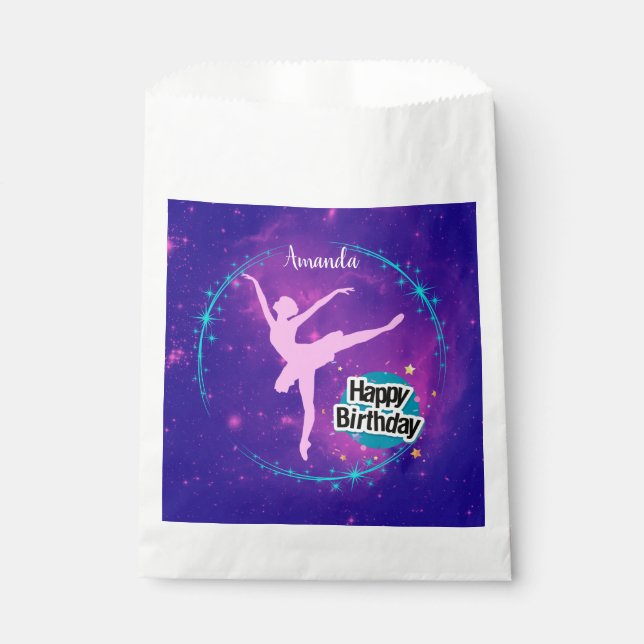 Sachets En Papier Joyeux anniversaire Ballerina Galaxy Personnalisé (Devant)