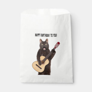 Sachets En Papier Joyeux Anniversaire Chat chantant et jouant de la