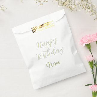 Sachets En Papier Joyeux anniversaire vert pastel gris nom date mode