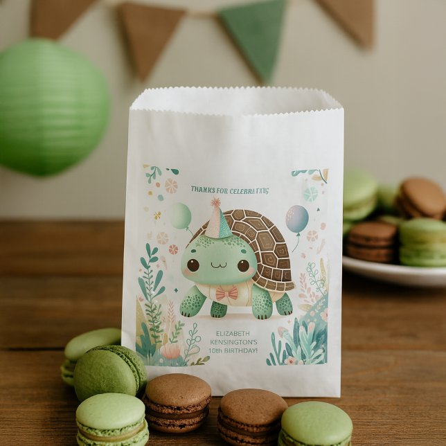 Sachets En Papier Joyeux Enfants Cute Tortoise fête d'anniversaire (Cheerful Kids Cute Tortoise Birthday Party Favor Bag
)