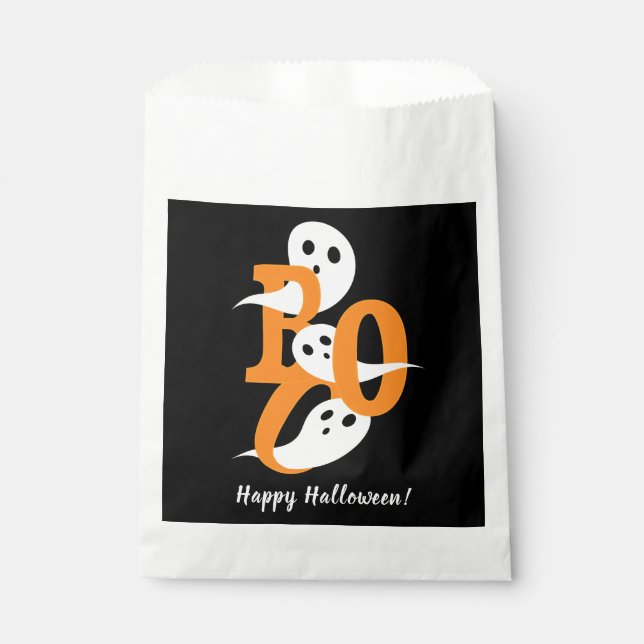 Sachets En Papier Joyeux Halloween Boo Ghosts Black (Devant)