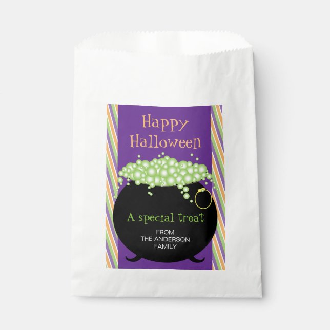 Sachets En Papier Joyeux Halloween, Pot de sorcière, Personnalisé (Devant)