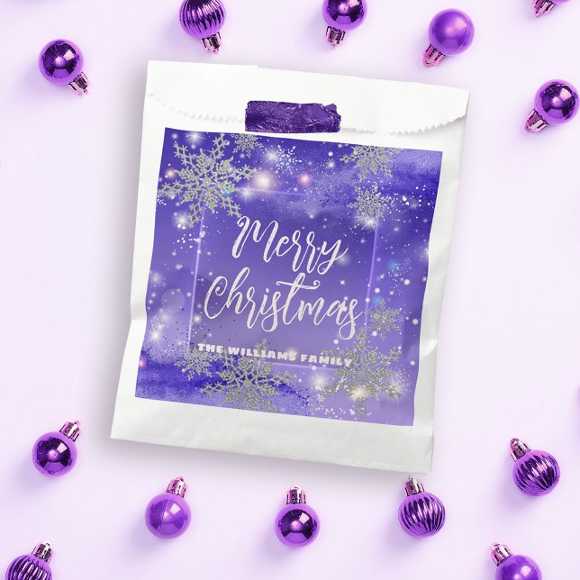 Sachets En Papier Joyeux Noël d'hiver violet (Créateur téléchargé)