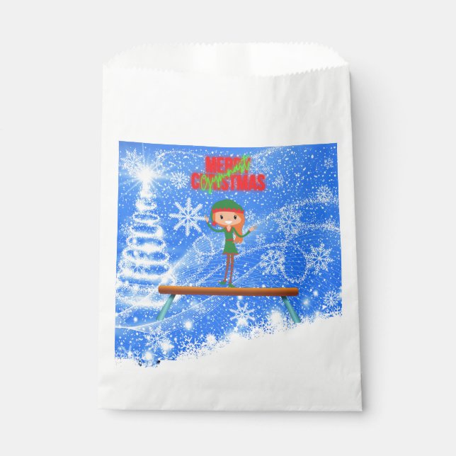 Sachets En Papier Joyeux Noël Gymnast Elf (Devant)