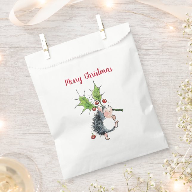 Sachets En Papier Joyeux Noël Holly Hedgehog (Coupé)