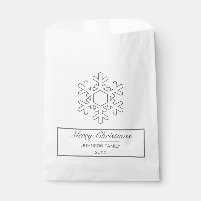 Sachets En Papier Joyeux Noël moderne minimaliste blanc (Devant)
