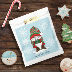 Sachets En Papier Joyeux Noël Vert Rouge Gnome Hiver Mignon