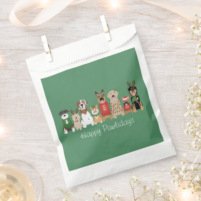 Sachets En Papier Joyeux Pawlidays Chiens Red Green (Coupé)