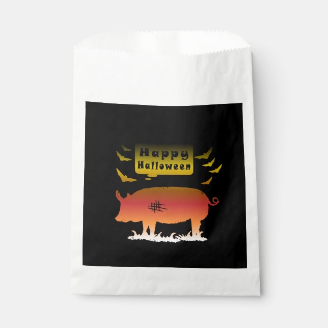 Sachets En Papier Joyeux porc d'Halloween (Devant)