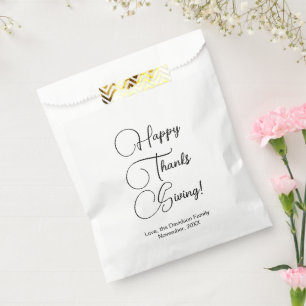Sachets En Papier Joyeux Thanksgiving écriture personnalisée élégant