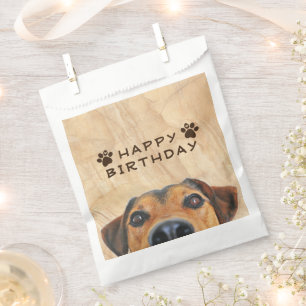 Sachets En Papier Joyeux visage de chien d'anniversaire