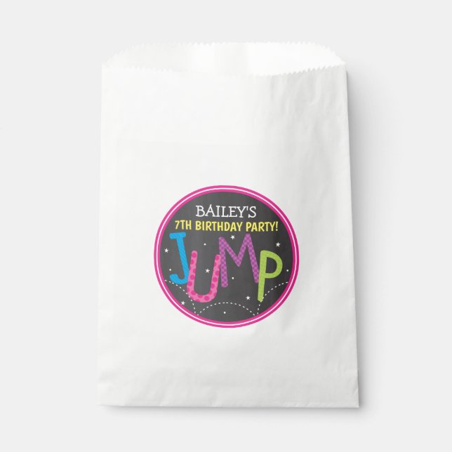 Sachets En Papier Jump Trampoline Fille fête d'anniversaire Neon Cha (Devant)