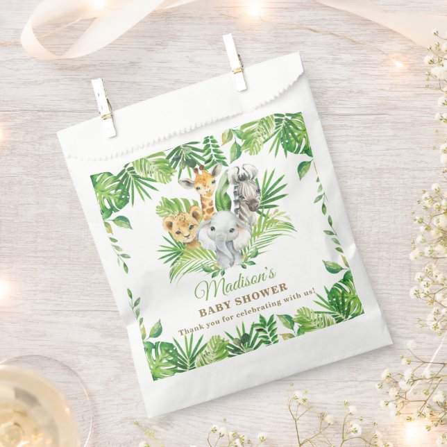 Sachets En Papier Jungle Animaux Baby shower verdoyant Anniversaire (Coupé)
