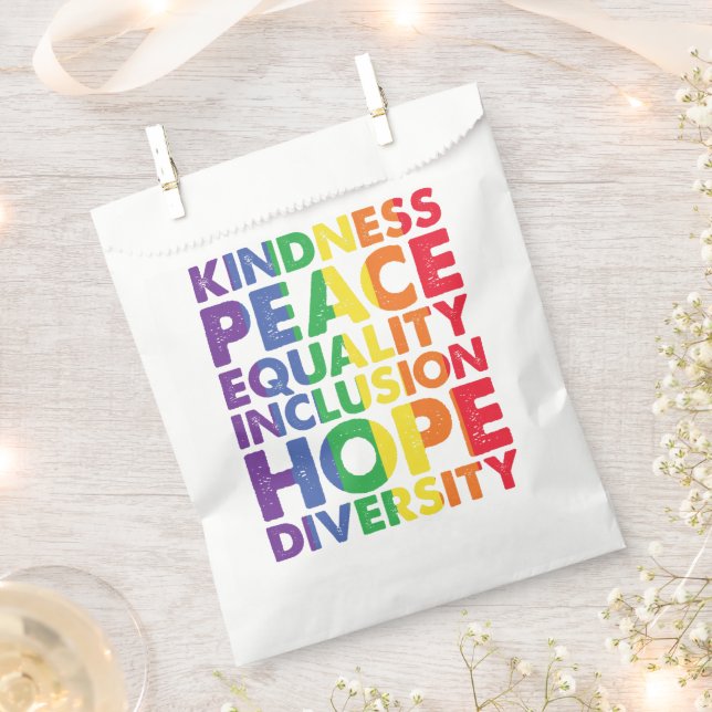 Sachets En Papier Kindness Peace Equality Love Inclusion Hope LGBT (Coupé)