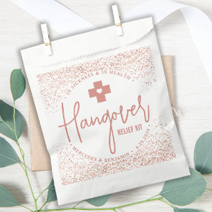Sachets En Papier Kit d'aide de hangover Rose moderne Mariage or
