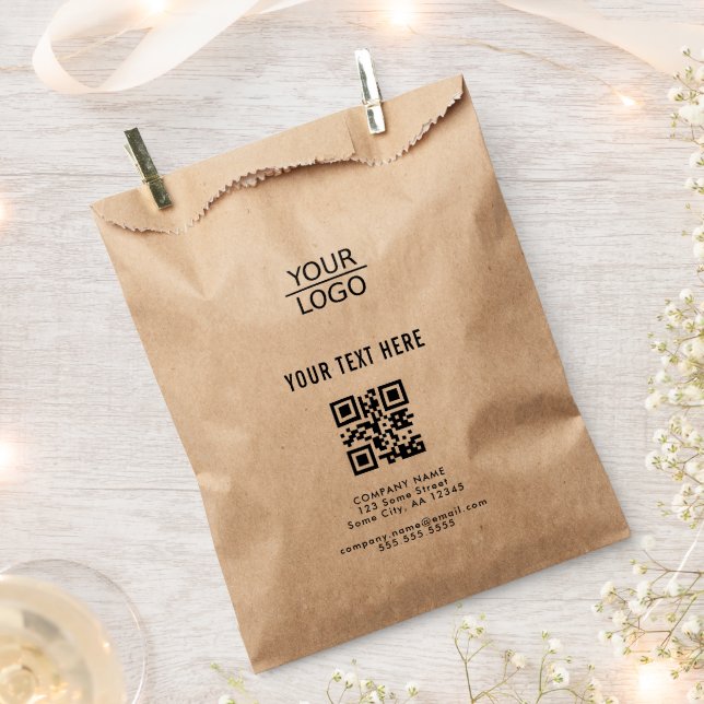 Sachets En Papier Kraft Ajoutez votre code QR de logo personnalisé T (Coupé)