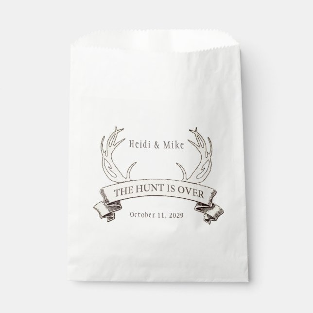 Sachets En Papier "La chasse est finie" Mariage rustique personnalis (Devant)