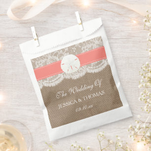 Sachets En Papier La collection de mariage Coral Sand Dollar Beach