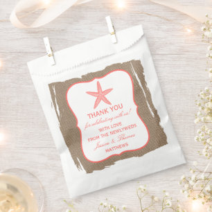 Sachets En Papier La collection de mariages de Coral Starfish Burlap