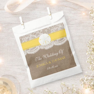 Sachets En Papier La collection de mariages de plage de sable jaune 