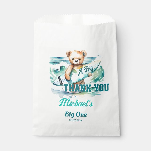 Sachets En Papier La grande fête d'anniversaire de surf (Devant)