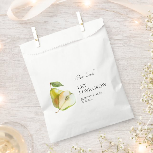 Sachets En Papier Laisser grandir l'amour | Pear Seed Wedding Favor  (Coupé)