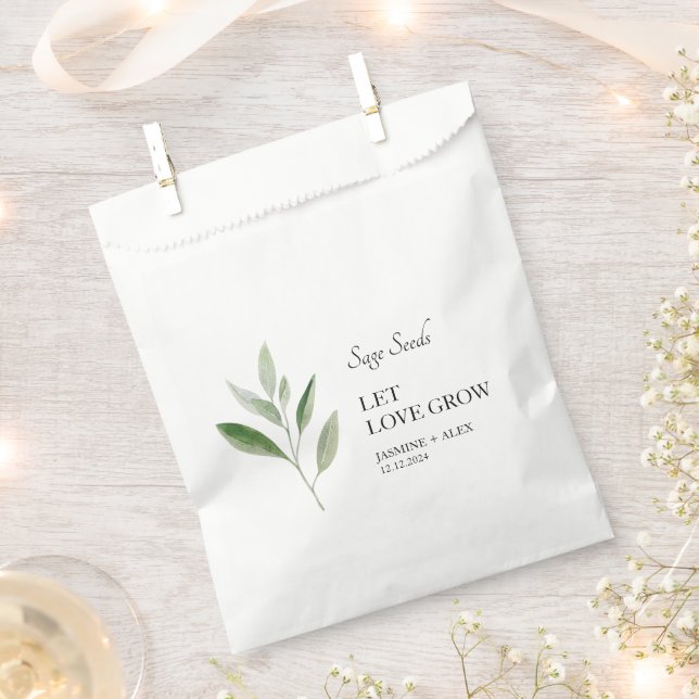 Sachets En Papier Laisser grandir l'amour | Sage Seed Wedding Favor  (Coupé)