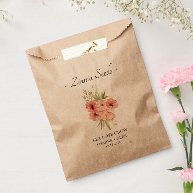 Sachets En Papier Laisser l'amour grandir l Zinnia semences mariage  (Scellé)