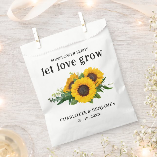 Sachets En Papier Laisser l'amour grandir Mariage de graines de tour (Coupé)