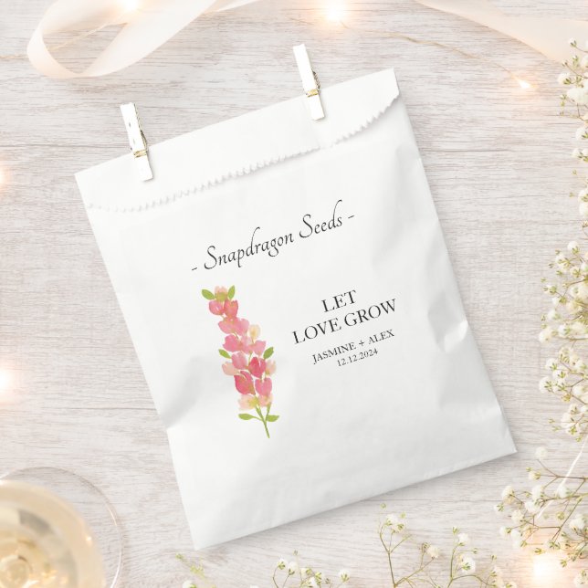 Sachets En Papier Laisser l'amour grandir Snapdragon Mariage de seme (Coupé)