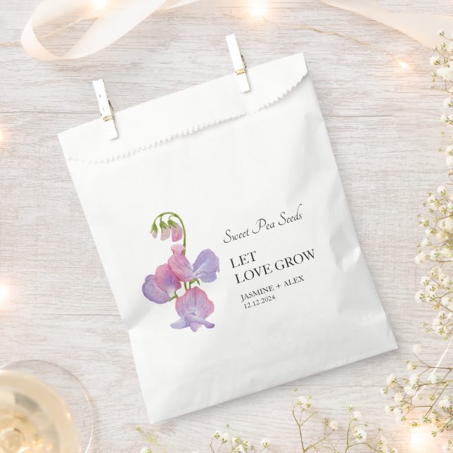 Sachets En Papier Laisser l'amour pousser Mariage de graines de pois (Coupé)