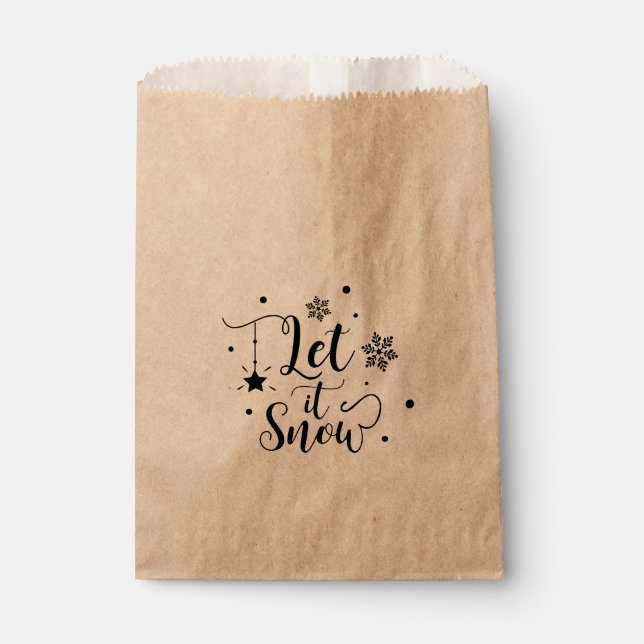 Sachets En Papier LAISSER NEIGE Script hiver Noël Fête Favoriser (Devant)
