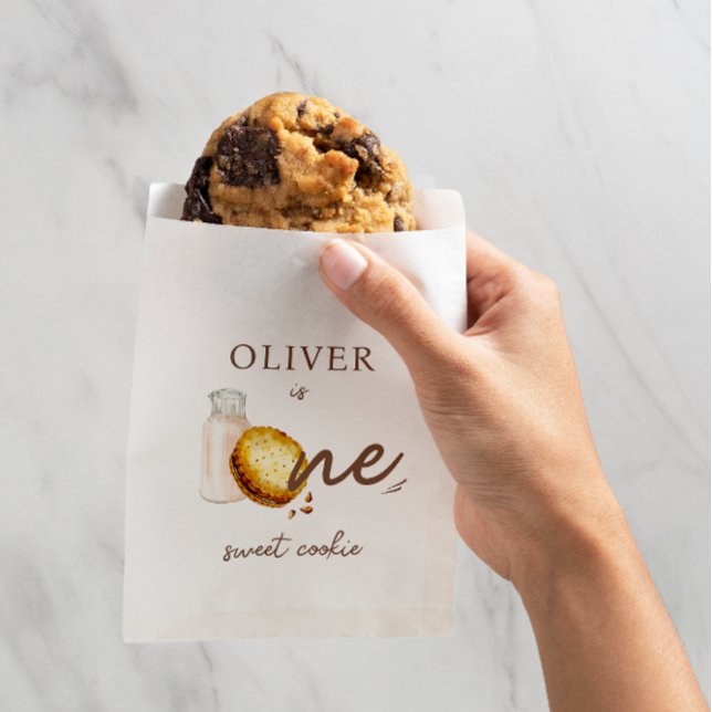 Sachets En Papier Lait et biscuits Première fête d'anniversaire (Créateur téléchargé)