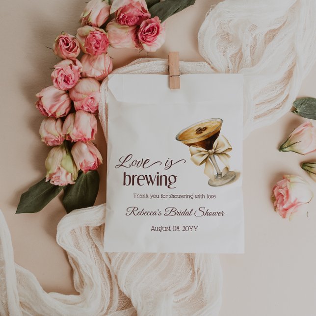 Sachets En Papier L'amour brasse Bow Espresso Martini Fête des marié (Créateur téléchargé)
