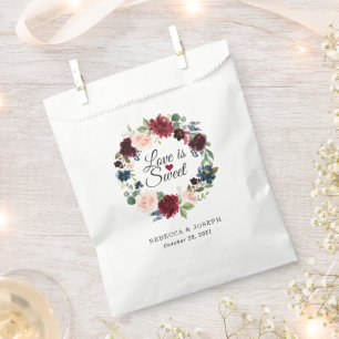 Sachets En Papier L'amour est doux Bourgogne Blush Blue Floral Maria