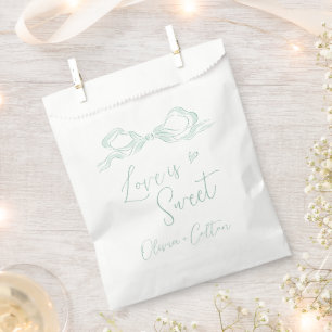 Sachets En Papier L'Amour Est Doux Élégant Vert Mariage Main Draw