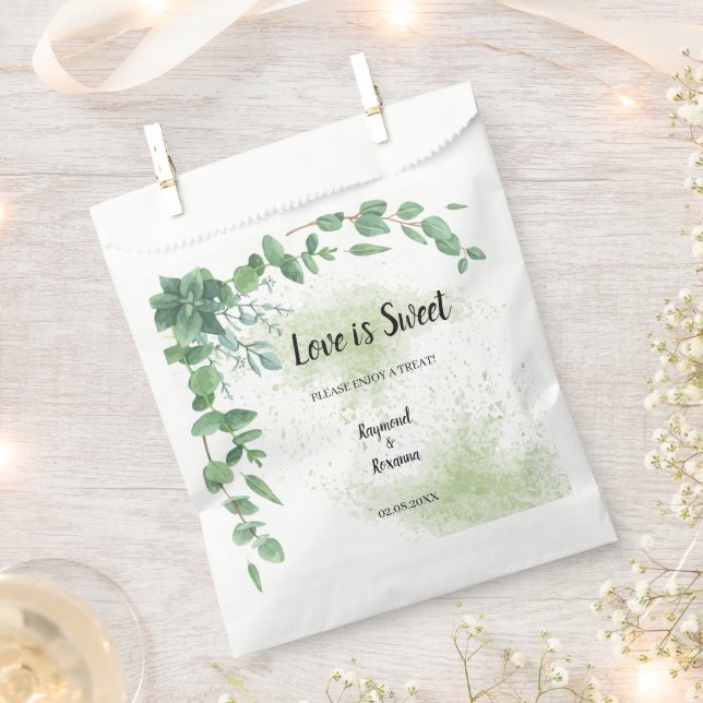 Sachets En Papier L'amour est doux Eucalyptus Mariage Treat Favorise (Coupé)