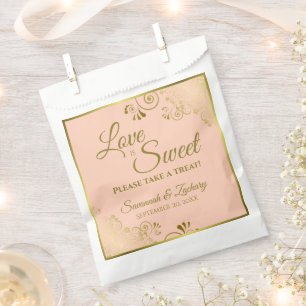 Sachets En Papier L'amour est doux Mariage élégant Corail pêche et o