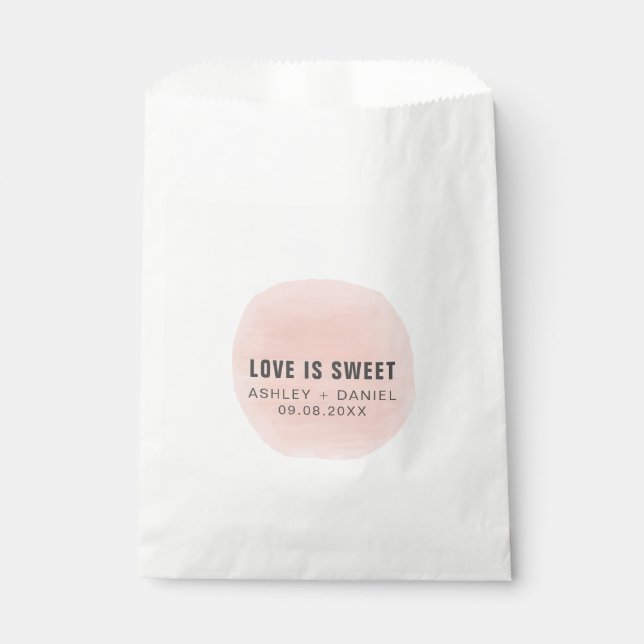 Sachets En Papier L'amour est doux, moderne Mariage Treat Sacks, (Devant)
