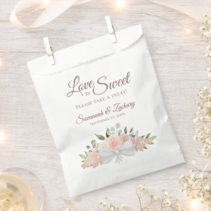 Sachets En Papier L'amour est doux Prenez soin Mariage rose floral