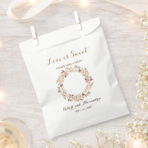 Sachets En Papier L'amour est doux rose Mariage Floral Treat Favoris