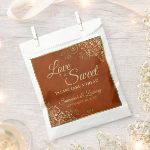Sachets En Papier L'amour est doux rouille Orange & Or Mariage dente