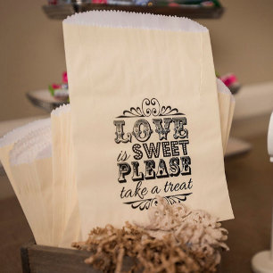 Sachets En Papier L'Amour Est Doux, S'Il Vous Plaît, Prenez Un Plat 