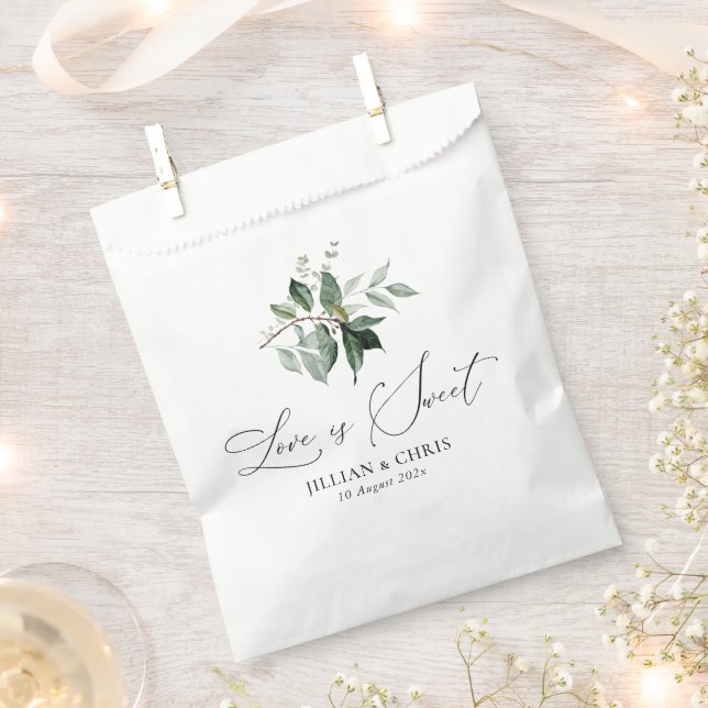 Sachets En Papier l'amour est doux vert mariage (Coupé)