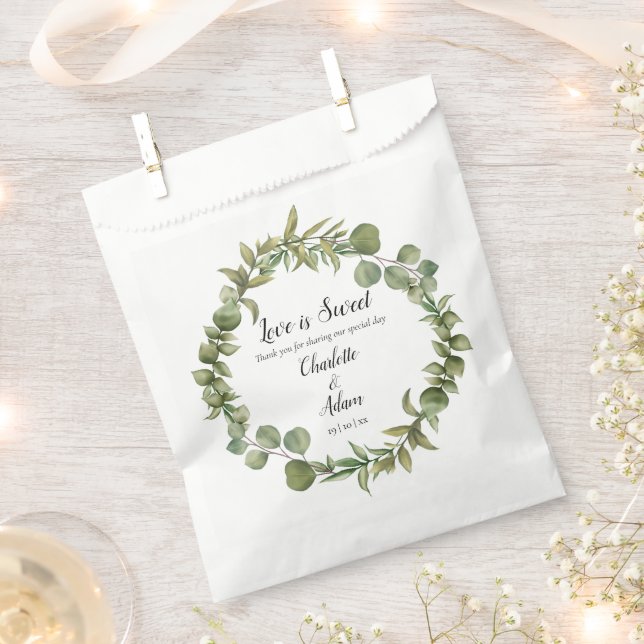 Sachets En Papier L'amour est doux vert Mariage Garland (Coupé)