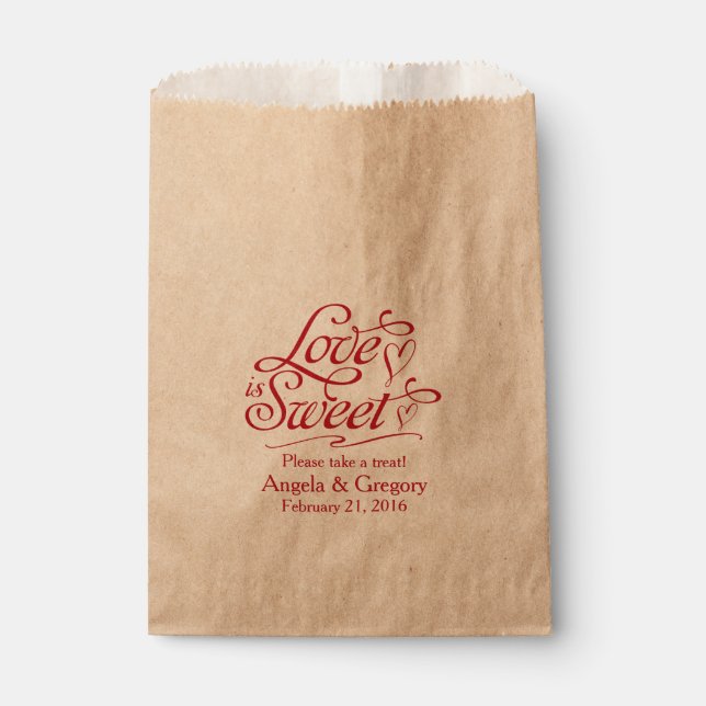 Sachets En Papier L'amour est sucré Bonbons Buffet Dessert Mariage (Devant)