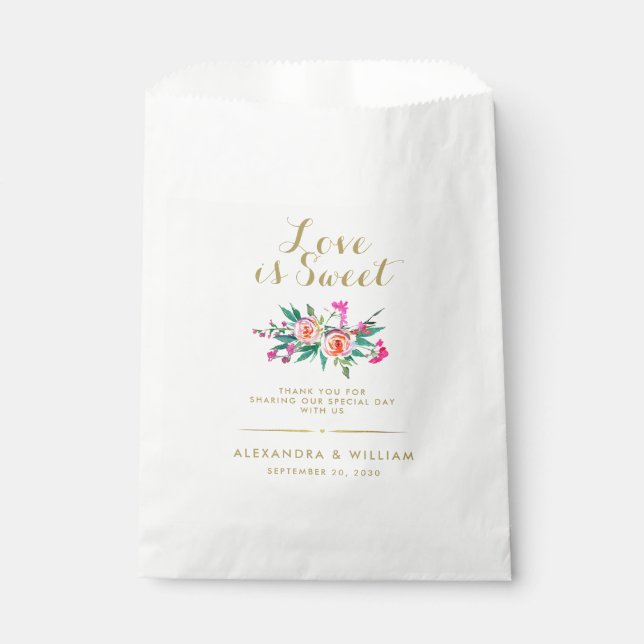 Sachets En Papier L'amour est sucré Mariage Candy Bar Traitements (Devant)