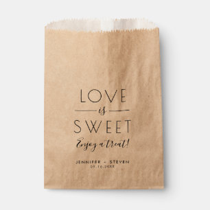 Sachets En Papier L'amour est sucré Moderne Noir & Blanc Kraft Treat